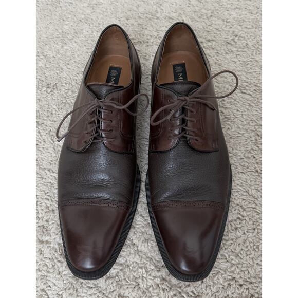 Mezlan Orbison Calfskin / Deerskin Cap Toe Oxford Brown Leather Made in Spain 9M - Picture 1 of 16
